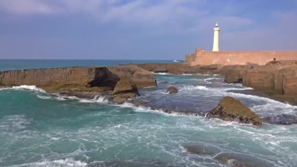 Maják Městě Rabat Maroko Panorama — Stock video