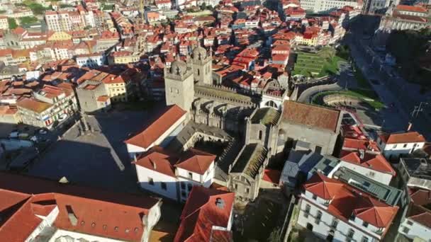 Aerial View Cathedral Porto Portoghese Porto Morning Portugal — Video Stock