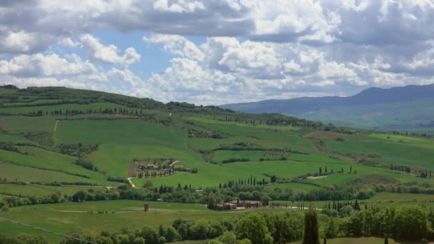 Toscane Panorama Met Landbouwgrond Heuvelvelden Italië Europa — Stockvideo