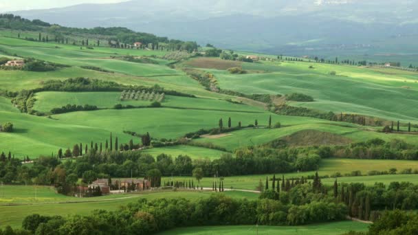 Shadows Clouds Slide Hills Tuscany Italy Timelapse — Stock Video