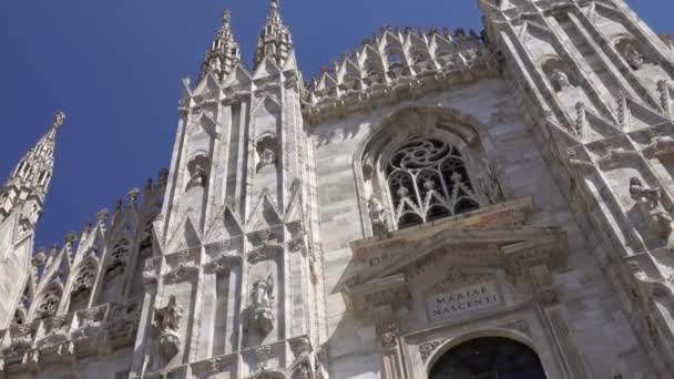 Duomo Milano Gothic Cathedral Church Milan Italy Pan View — Stock Video