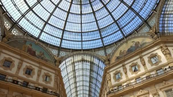 Galleria Vittorio Emanuele Galéria Milano Milánó Lombardia Olaszország Billenő Nézet — Stock videók