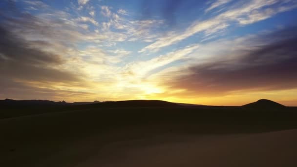 Beau Paysage Dans Désert Sahara Lever Soleil Zoom Arrière Timelapse — Video