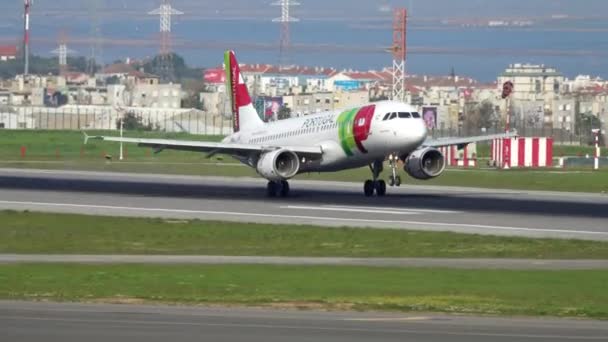 Lisboa Portugal Circa Feb 2019 Airplane Airbus A320 Tap Portugal — Vídeos de Stock