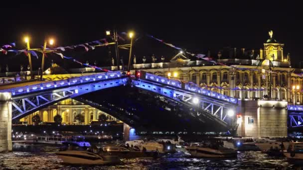 Saint Petersburg Russland Circa Aug 2019 Gezeichnete Palastbrücke Und Winterpalast — Stockvideo