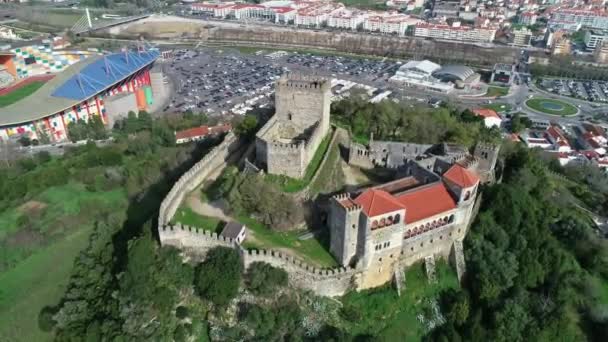 Castelo dos Cavaleiros Templários Medievais em Leiria — Vídeo de Stock