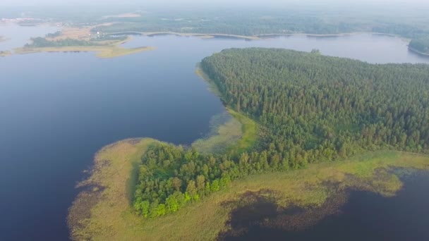 Летний воздушный пейзаж озера Селигер в России — стоковое видео