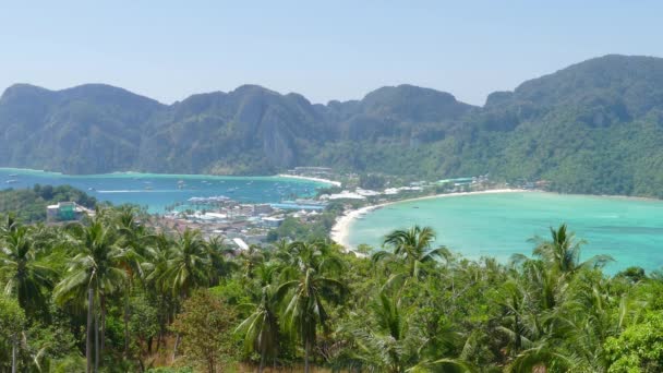 Phi-Phi island from viewpoint, Krabi Thailand — Stock Video