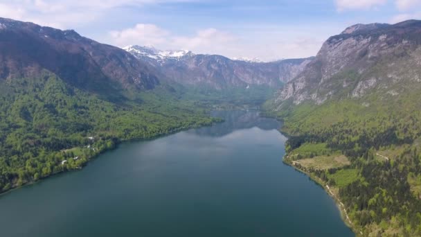 Luftaufnahme vom Bohinjsko jezero in Slowenien — Stockvideo