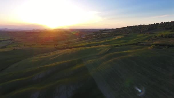 Toskánské letecké 360 panorama při západu slunce v Itálii — Stock video