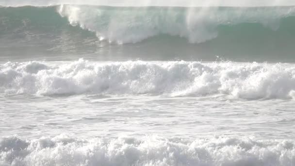 Велика Штормова Океанічна Хвиля Повільний Рух — стокове відео