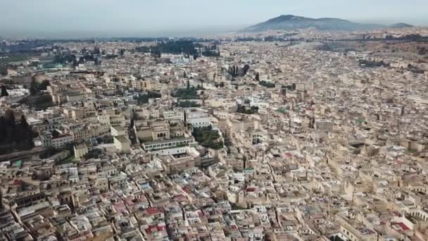 Εναέρια Πανόραμα Της Παλιάς Medina Στο Fes Μαρόκο Fes Bali — Αρχείο Βίντεο