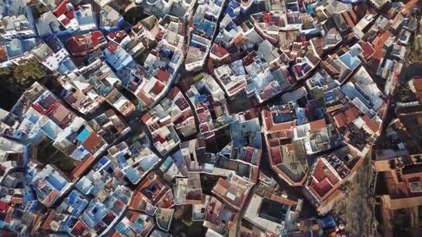 Aerial Billenő Kilátás Híres Medina Kék Óváros Chefchaouen Marokkó — Stock videók