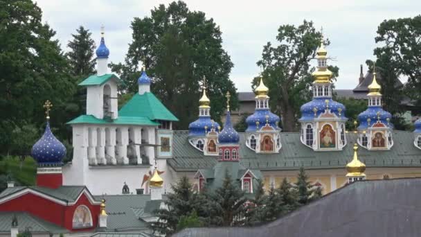 Pskovsko Jeskynní Klášter Nebo Pskovo Pecherského Koleji Klášter Létě Panorama — Stock video