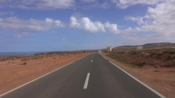 Uitzicht Vanaf Een Auto Rijden Weg Langs Atlantische Kust Marokko — Stockvideo