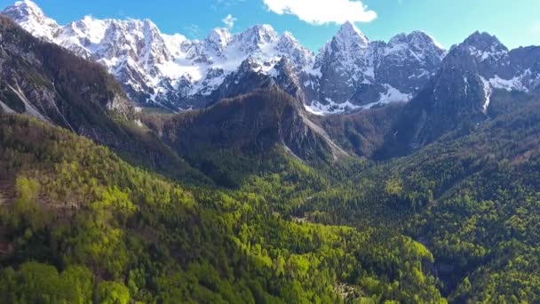 Luchtfoto Bergen Triglav Nationaal Park Slovenië Het Voorjaar — Stockvideo