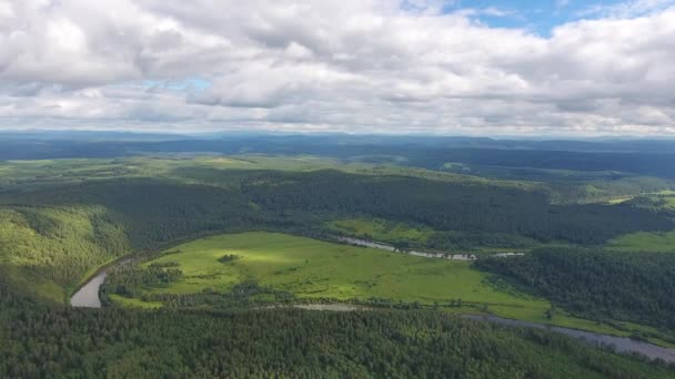 Paysage Aérien Avec Rivière Yuryuzan Dans Les Montagnes Oural Russie — Video