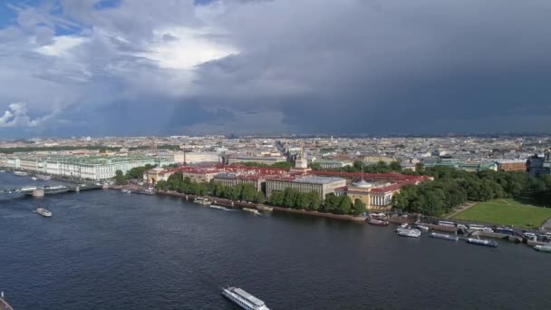 Vol Dessus Rivière Neva Dans Centre Ville Saint Pétersbourg Russie — Video