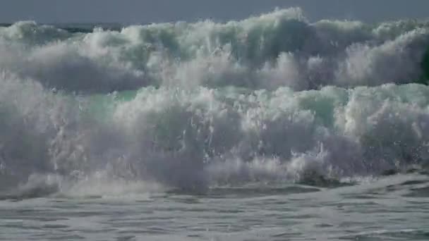 摩洛哥海滩上有大西洋大浪的景观 — 图库视频影像