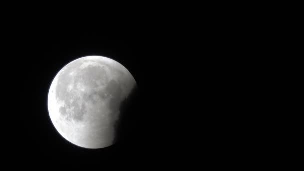 Лунное Затмение Тень Земли Уходит Лунного Диска — стоковое видео