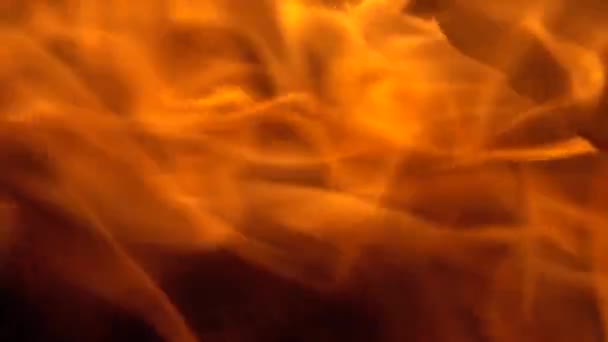 Burning Fire Firewood Coal Closeup Fireplace Slow Motion — Stock Video