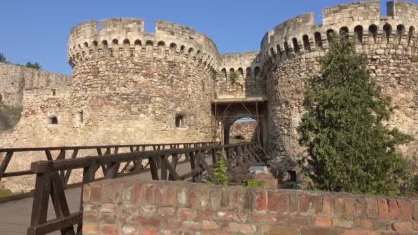 Słynna Twierdza Kalemegdan Belgradzie Serbia Panorama — Wideo stockowe