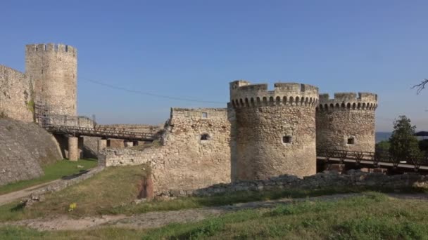 Belgrad Sırbistan Daki Ünlü Kalemegdan Kalesi Panorama — Stok video