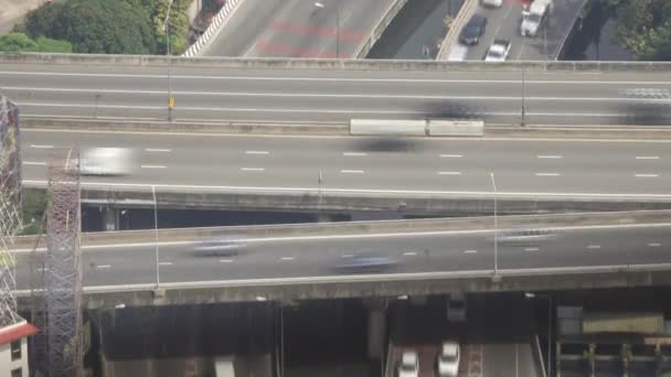 Vista Aérea Junção Tráfego Rodoviário Com Transporte Carro Banguecoque Timelapse — Vídeo de Stock