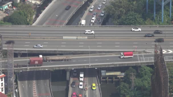 Luftaufnahme Einer Kreuzung Mit Autotransport Bangkok — Stockvideo