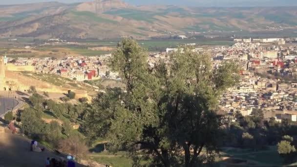 Panorama Pohled Starou Medinu Fes Při Západu Slunce Maroko Fes — Stock video