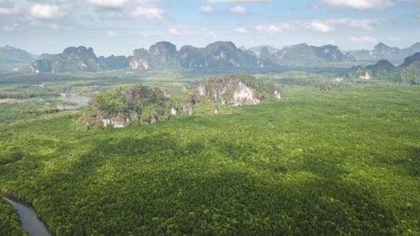 マングローブ林 河口と海峡 クラビ県 4Kの山の空中ビュー — ストック動画