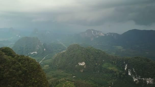 Aerial Panorama View Mountains Khao Sok National Park Thailand — Stock Video
