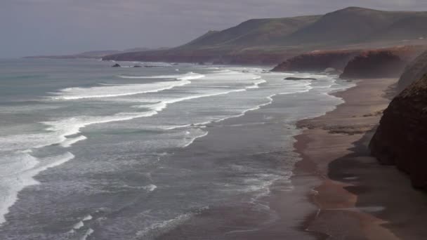 Paisaje Con Playa Legzira Costa Atlántica Marruecos — Vídeo de stock