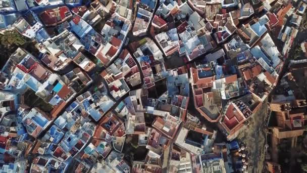 Aerial View Famous Medina Blue Old City Chefchaouen Morocco — Stock Video