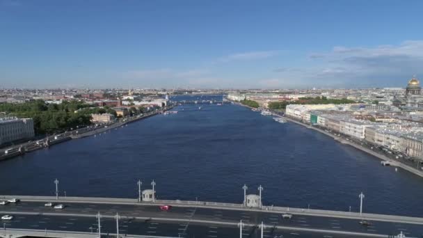 Flug Über Die Newa Stadtzentrum Von Petersburg Russland — Stockvideo