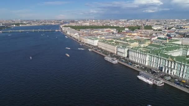 Petersburg Şehir Merkezinin Hava Manzarası Peter Paul Kalesi Hermitage Kış — Stok video