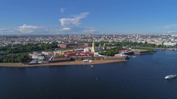 Vlucht Rond Peter Paul Vesting Het Centrum Van Petersburg Rusland — Stockvideo
