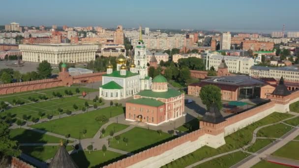 Тульский Кремль и Богоявленский собор — стоковое видео