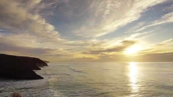 Beatiful Landscape Sunset Atlantic Ocean Morocco Coast Africa Zoom Timelapse — Stock Video