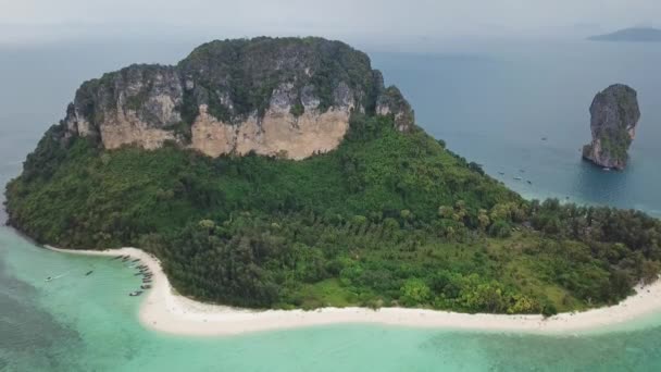 Vue Aérienne Île Tropicale Poda Krabi Thaïlande — Video
