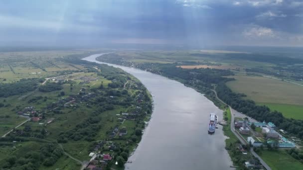 Volkhov Nehri Üzerinden Uçuş Rusya — Stok video