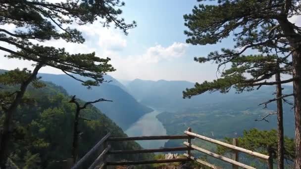 Flying Viewpoint Banjska Stena Rock Tara Mountain Looking Canyon Drina — Stock Video