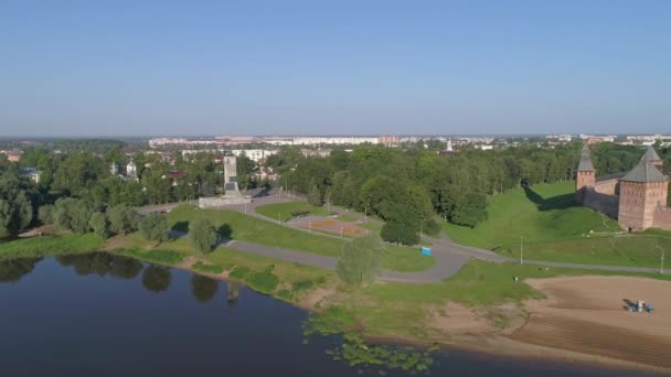 Vista Panorámica Aérea Catedral Santa Sofía Kremlin Novgorod Veliky Novgorod — Vídeo de stock