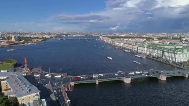 Luftaufnahme Des Stadtzentrums Von Petersburg Peter Und Paul Festung Eremitage — Stockvideo