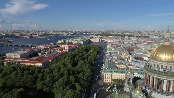 Aerial Panorama View Saint Isaac Cathedral City Center Petersburg Russia — Stock Video