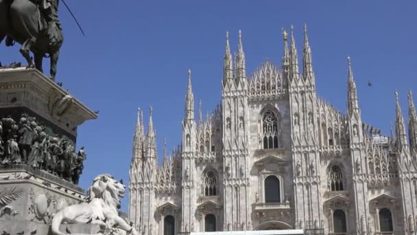 Milan Cathedral Duomo Milano Monument Victor Emanuel Piazza Del Duomo — Stock Video