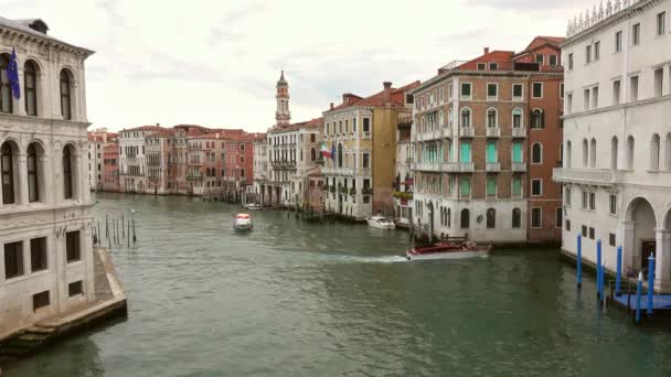 Vista Grande Canal Ponte Rialto Veneza Manhã Cedo — Vídeo de Stock