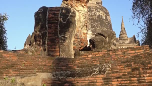 Antiguo Templo Wat Phra Sanphet Parque Histórico Ayuthaya Tailandia Vista — Vídeo de stock