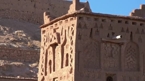 Towers Kasbah Ait Ben Haddou Atlas Mountains Sunset Morocco Zoom — Stock Video