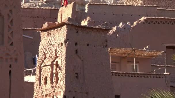 Вежі Kasbah Ait Ben Haddou Атлаських Горах Заході Сонця Марокко — стокове відео